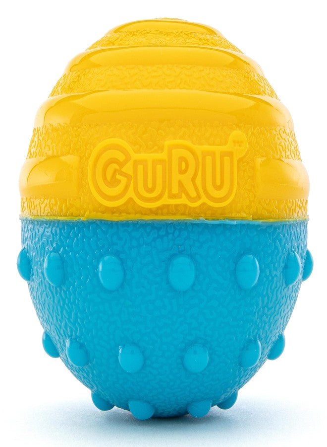 جورو بيت: كرة كرانش آند سكويك - عبوة من قطعتين - ألعاب للكلاب، ألوان زاهية: أصفر، أزرق، برتقالي، متينة، تفاعلية، تصدر أصواتًا وتمنح ملمسًا مميزًا، تطفو على الماء، تتيح لك جلب الكرة ودحرجتها. - Image 5